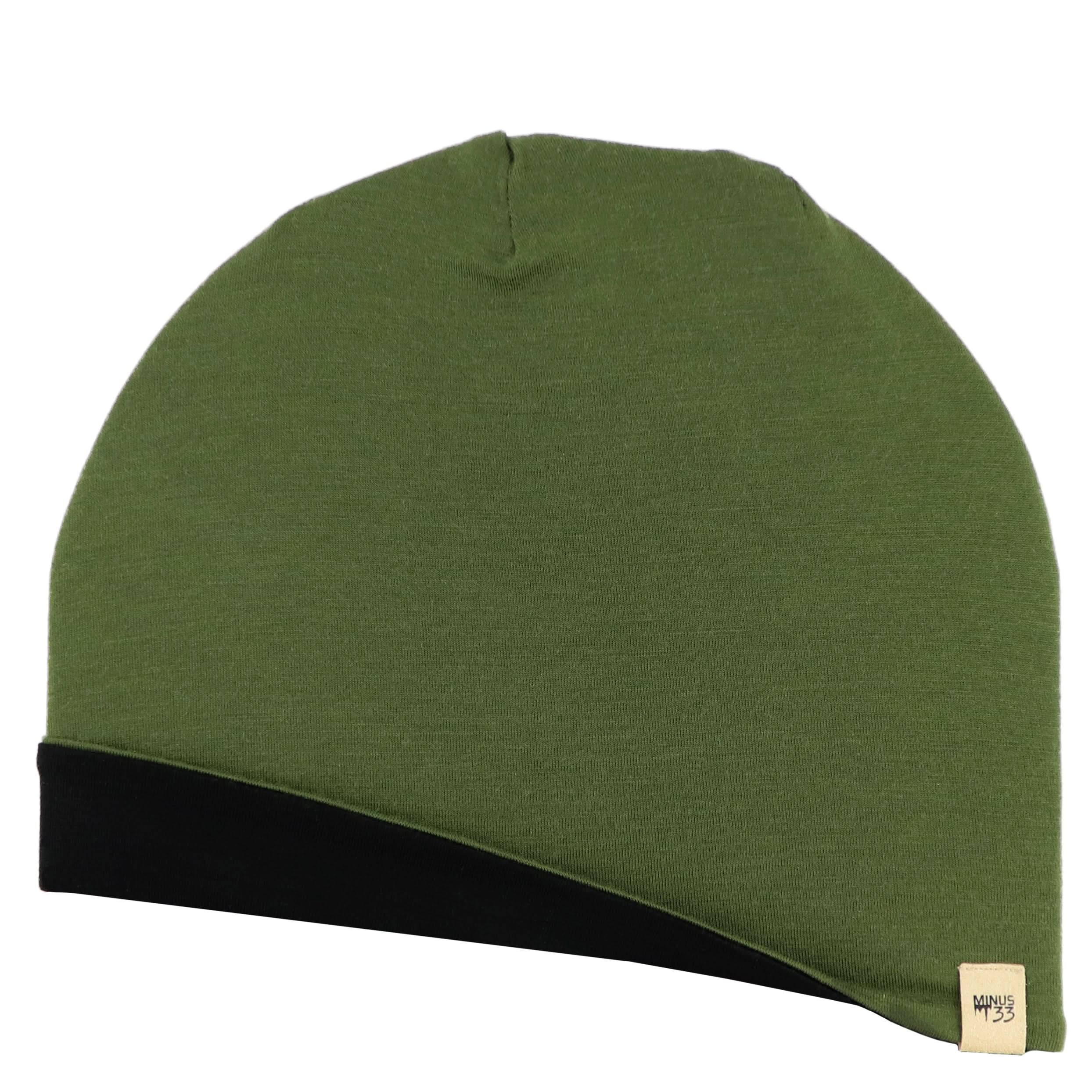 Minus33 Micro Weight Reversible Shade Beanie Woolverino - Olive Drab / Black