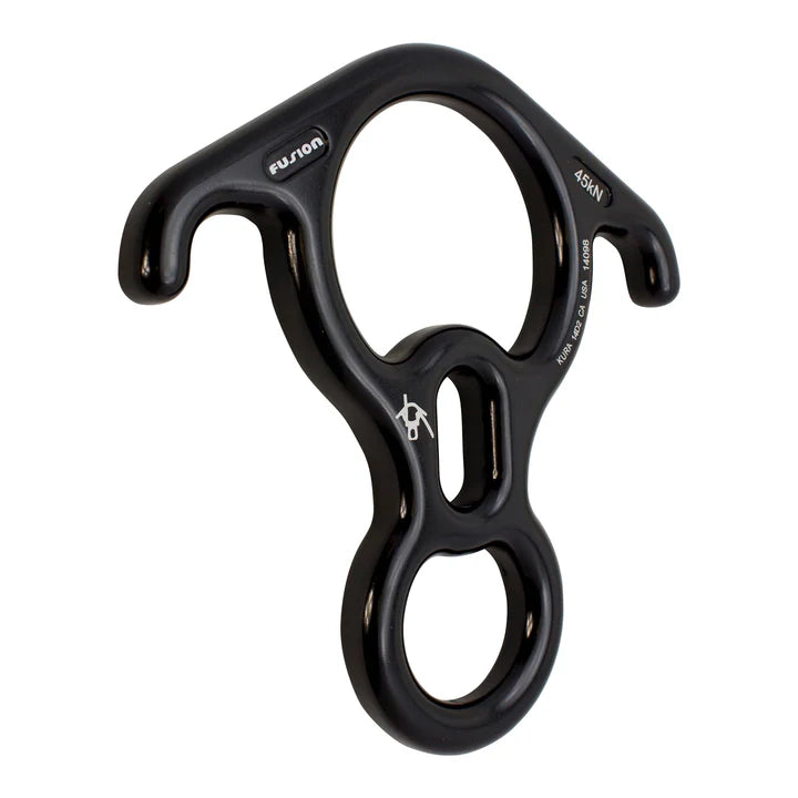 Kura 8 Aluminum Descender - Black FUSION CLIMBING