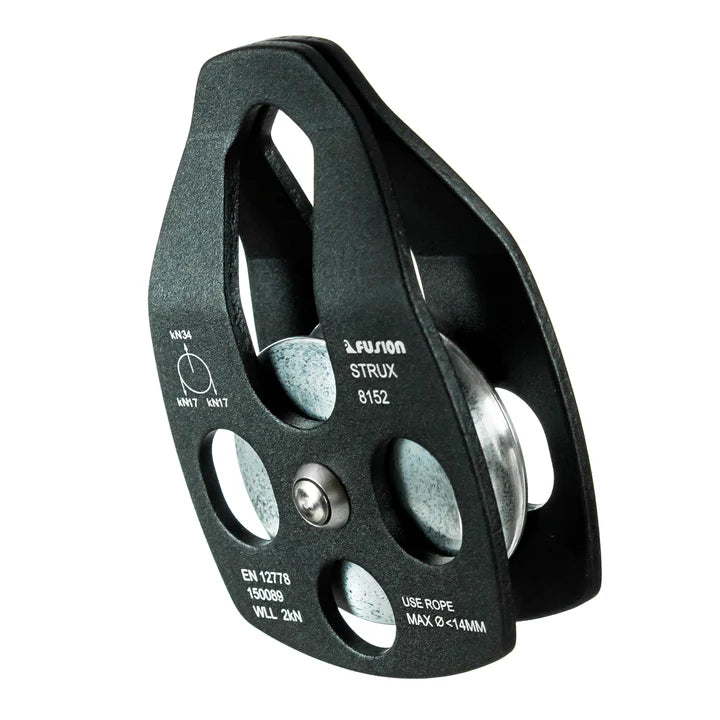 Rescue Double Pulley – 34KN Aluminum Side Swing, Black for Climbing & Rigging FUSION CLIMBING