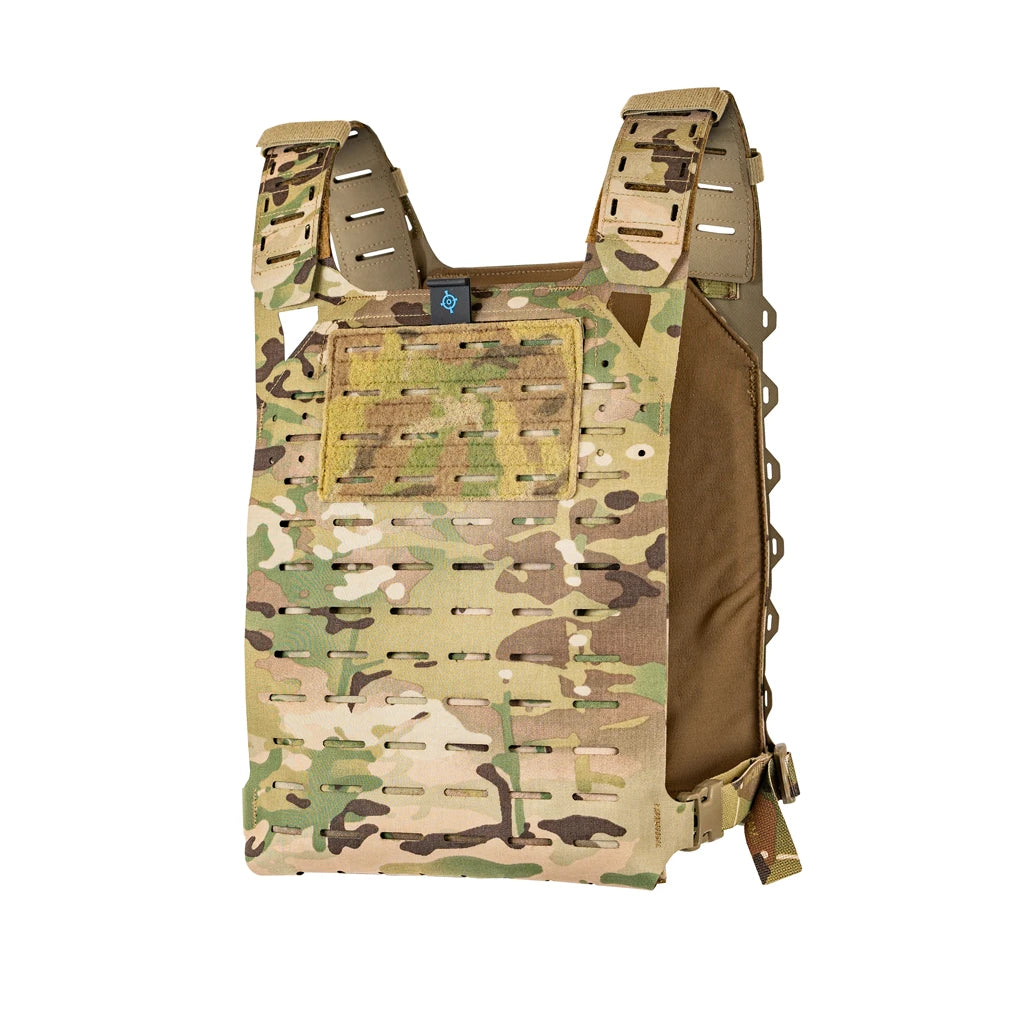 Blue Force Gear PLATEminus V5 Multicam plate carrier, angled front view