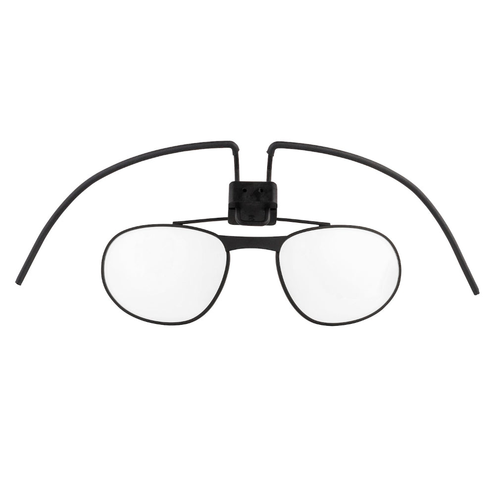 MIRA Vision Spectacle Kit clear lens installed on CM-6M gas mask front view