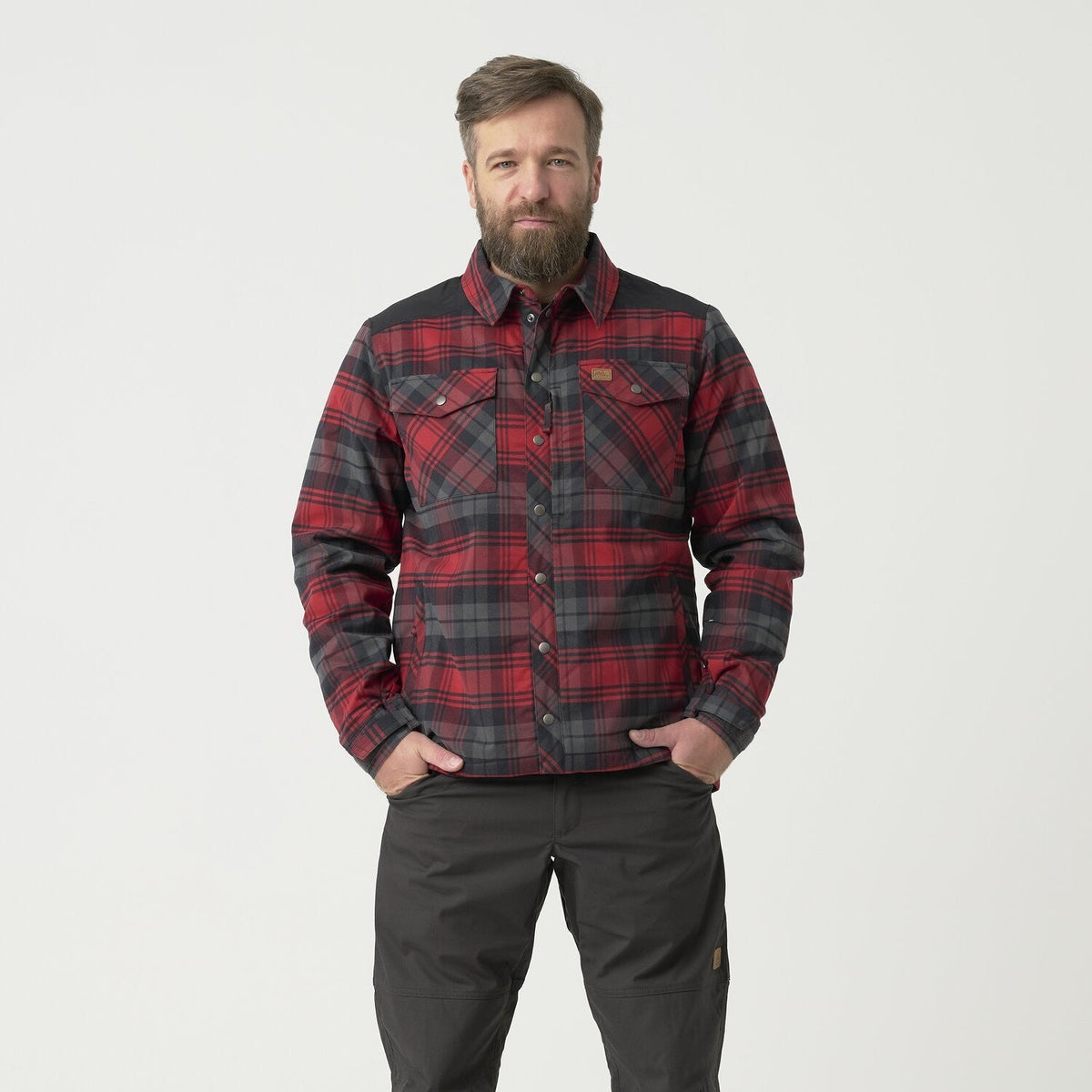 Warden — Slate Crimson Plaid