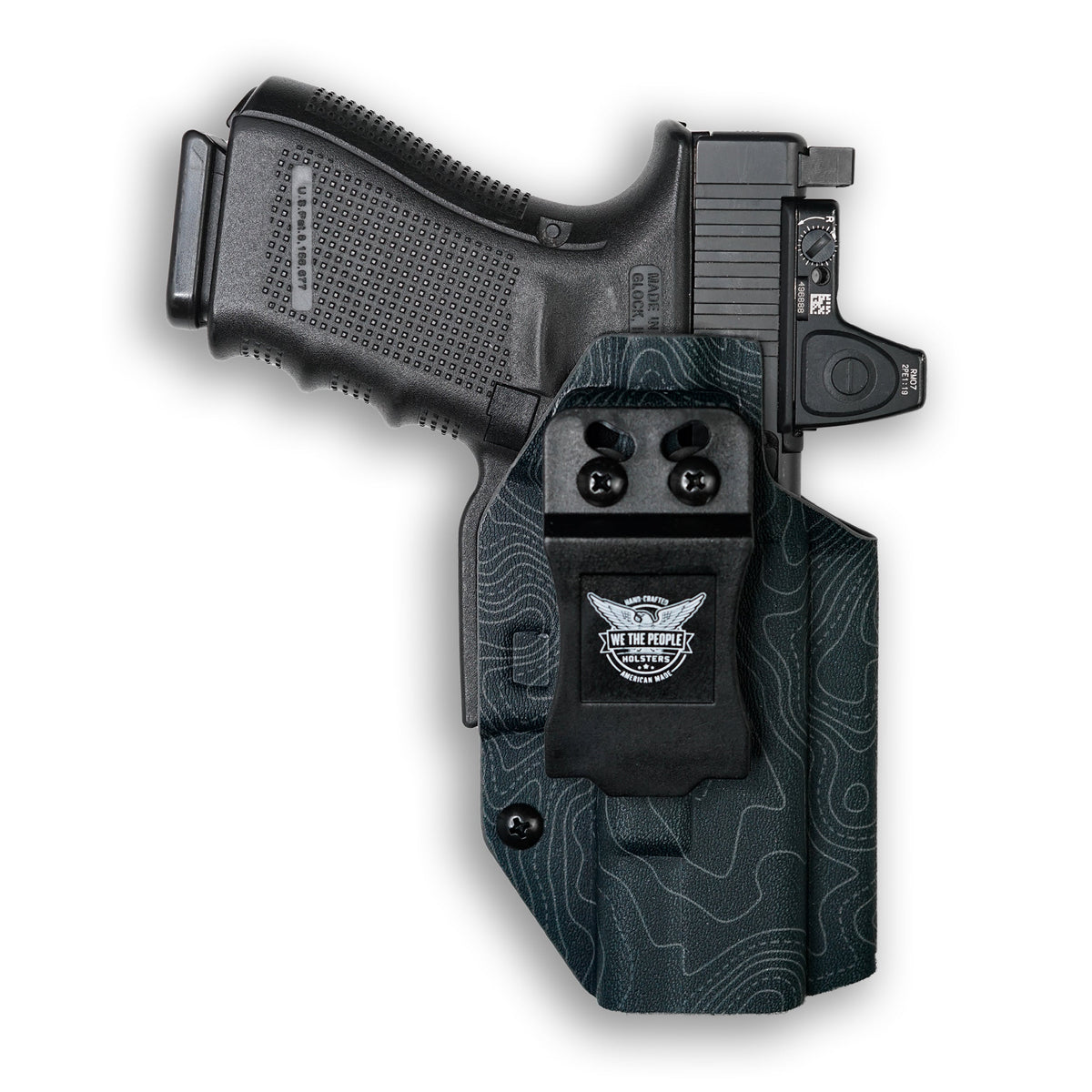 Springfield Hellcat Pro Red Dot Optic Cut IWB Holster – Gray Topographic Map / Right