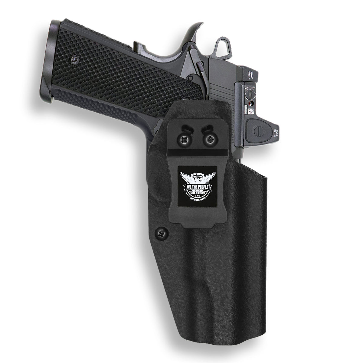 1911 5" Government 45ACP No Rail Red Dot Optic Cut IWB Holster – Black / Right