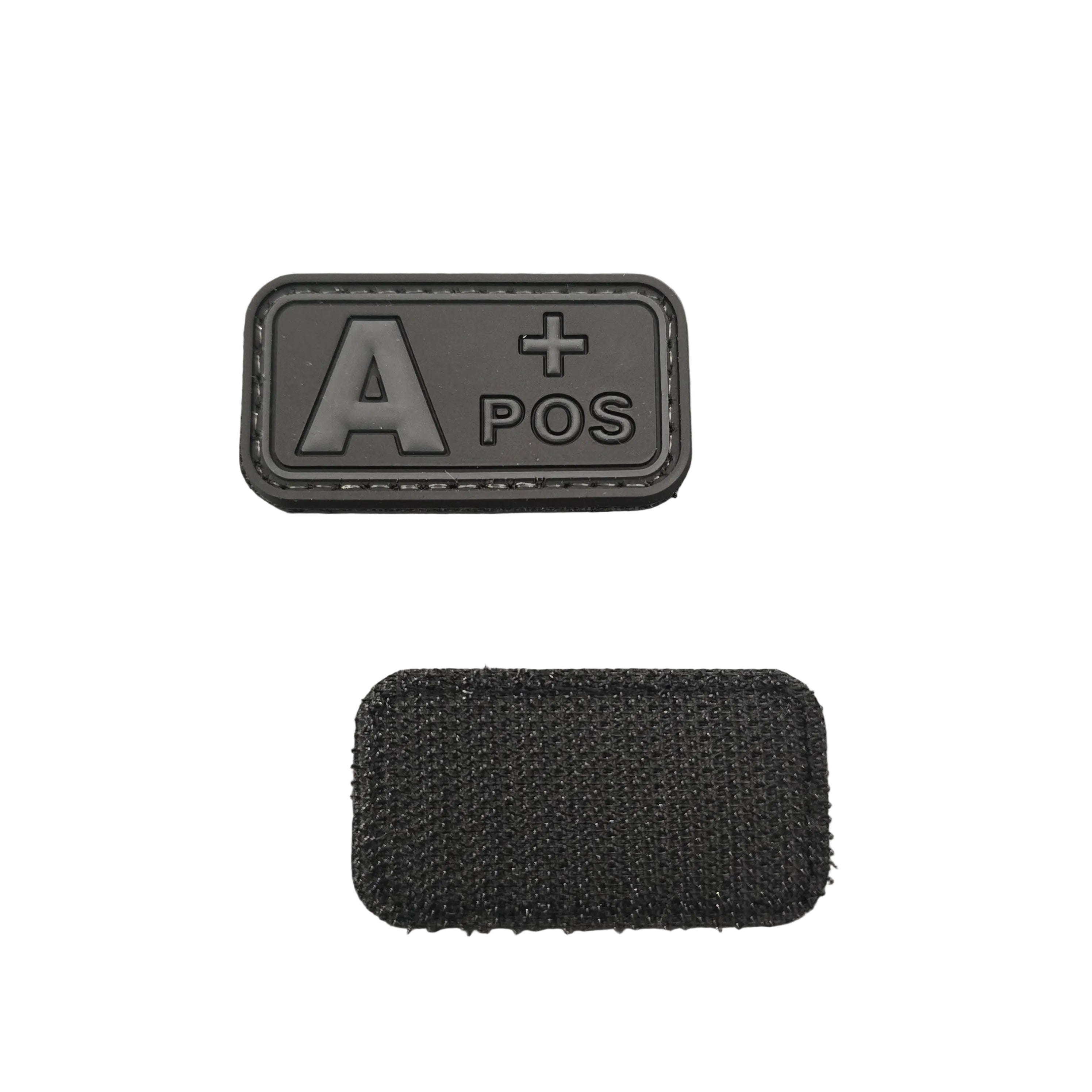 PVC Rubber Blood Type Patch – Black/Grey – 2" x 1" FairD Canada