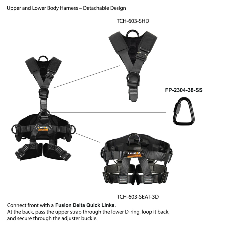 603 Fusion Tactical Multi-Mission Rescue & Tower Harness Flat-Foam, Black, Detachable FairD Canada