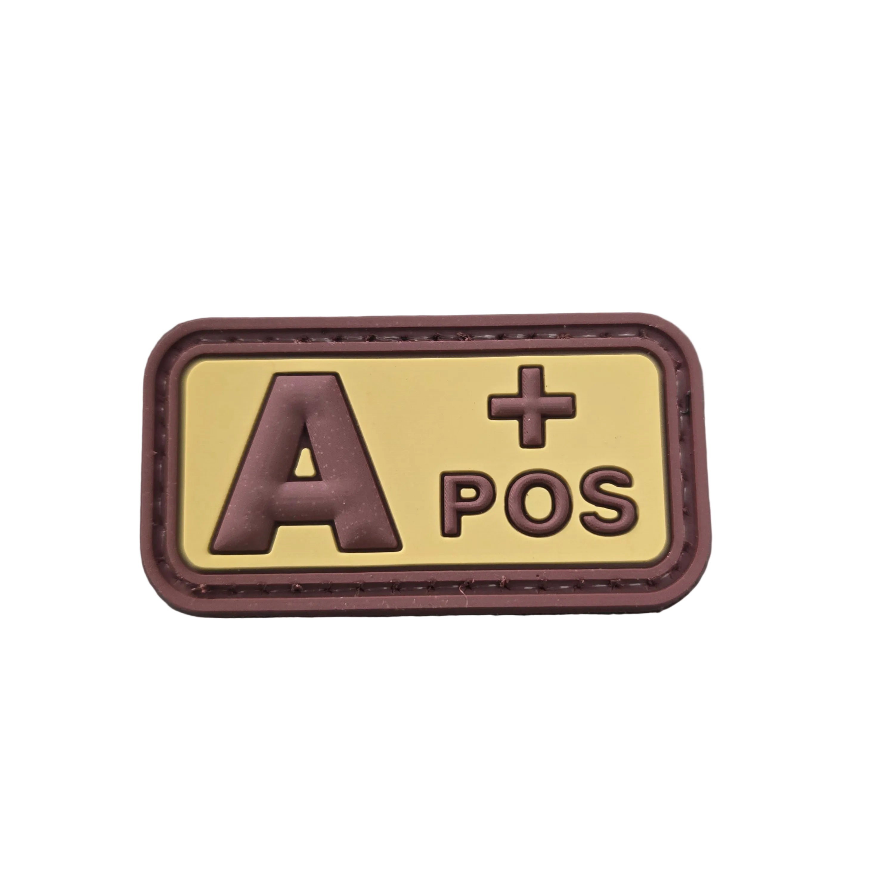 PVC Rubber Blood Type Patch – TAN/BURGUNDY – 2" x 1" FairD Canada