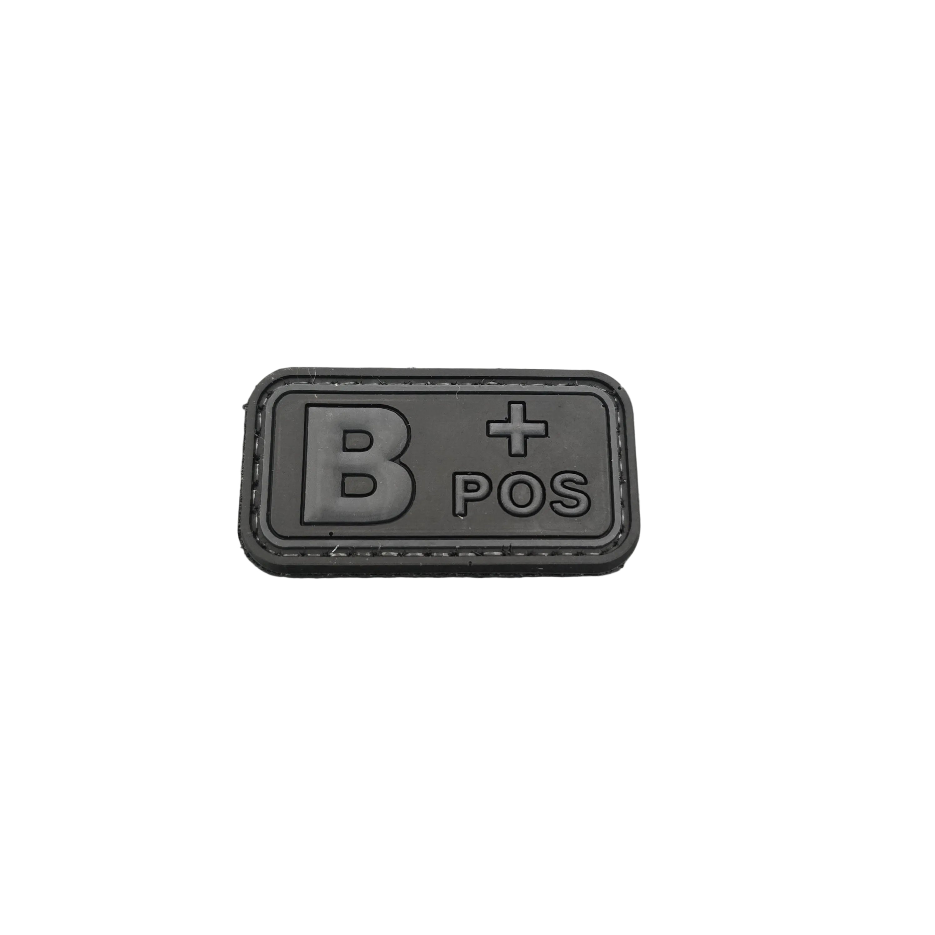 PVC Rubber Blood Type Patch – Black/Grey – 2" x 1" FairD Canada