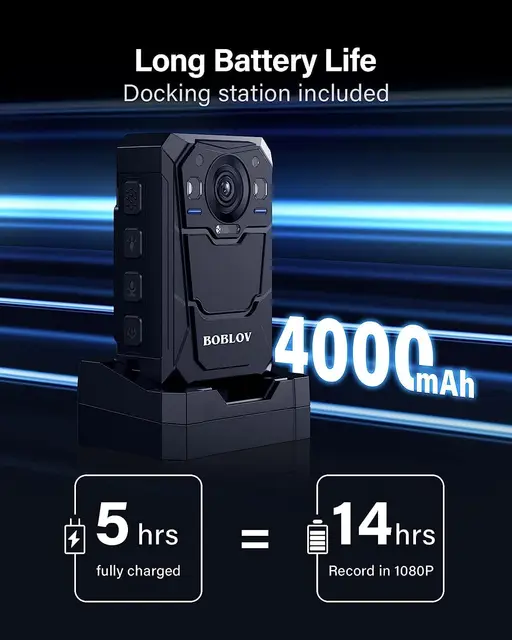 BOBLOV 2023 New Release - B4K3 1800P GPS Body Camera with Charging Dock