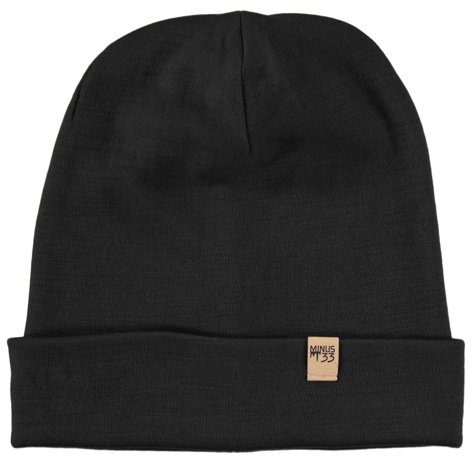 Minus33 Lightweight Ridge Cuff Beanie 100% Merino Wool - Black