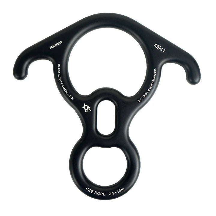 Kura 8 Aluminum Descender - Black FUSION CLIMBING