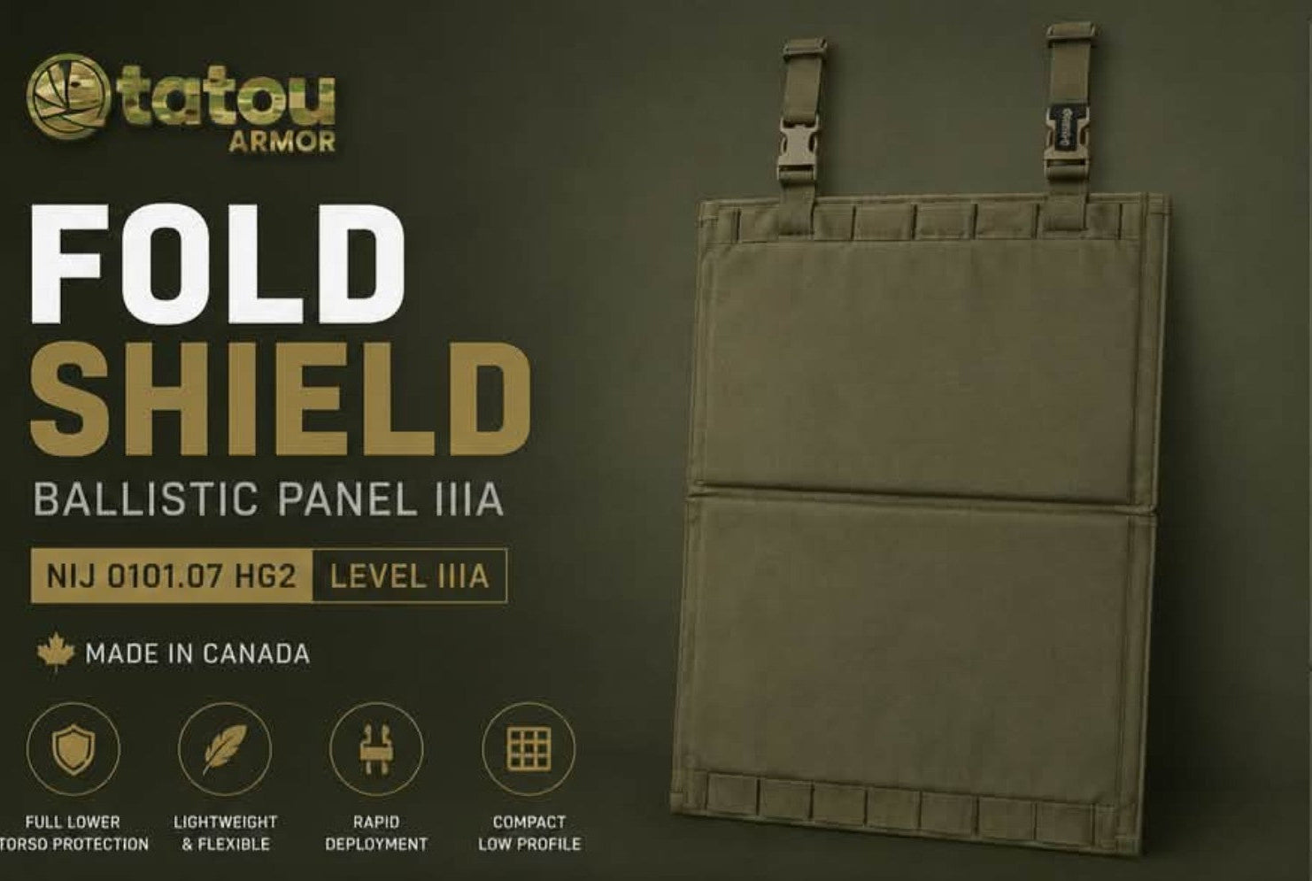 Tatou Armor Fold Shield FGS™ – NIJ 0101.07 HG2 / Level IIIA Tatou Armor