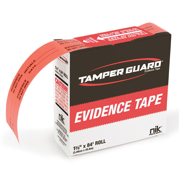 NIK Tamper Guard evidence tape, 1.25 inches by 84 feet, model BD2100