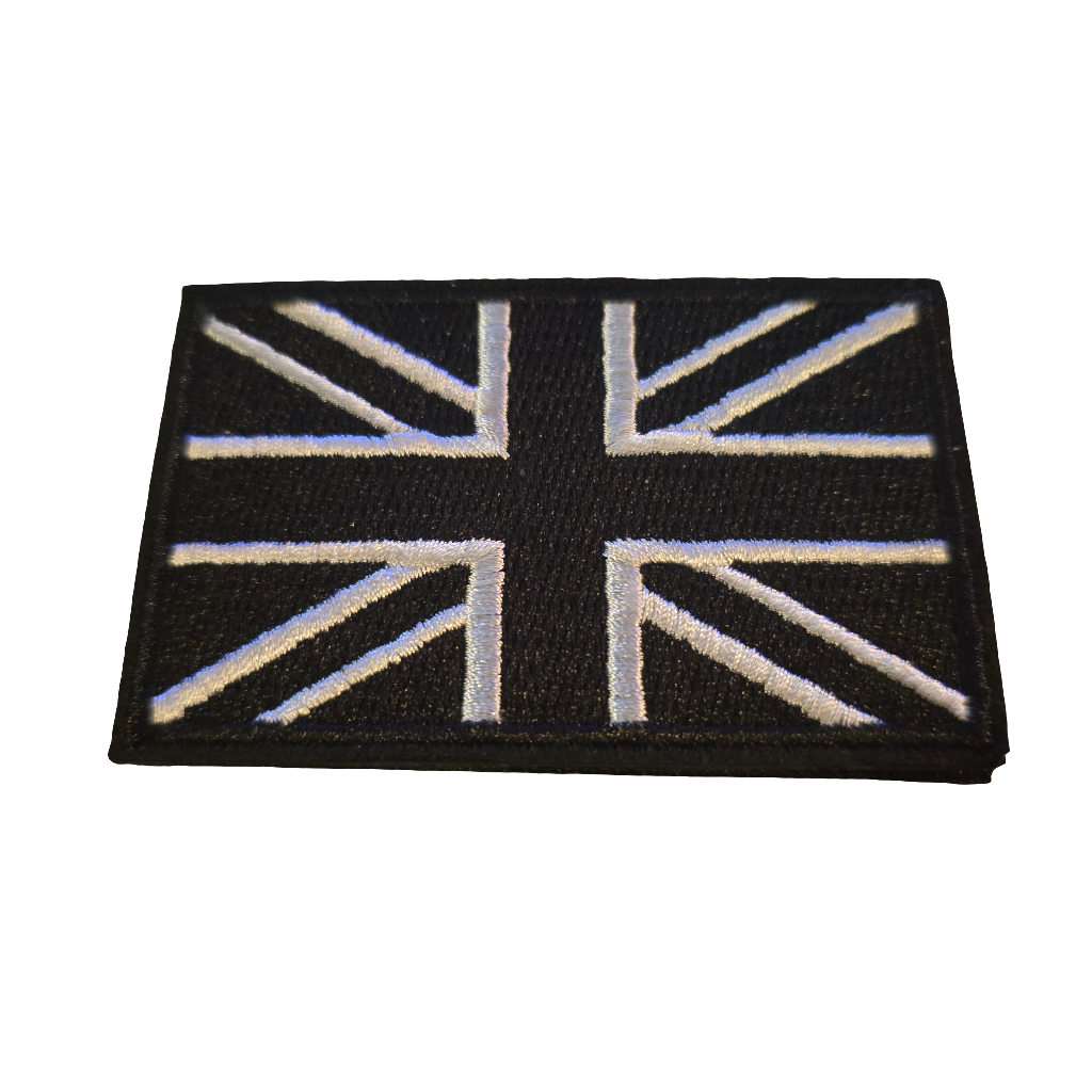 Embroidered Patch U.K flag B&W