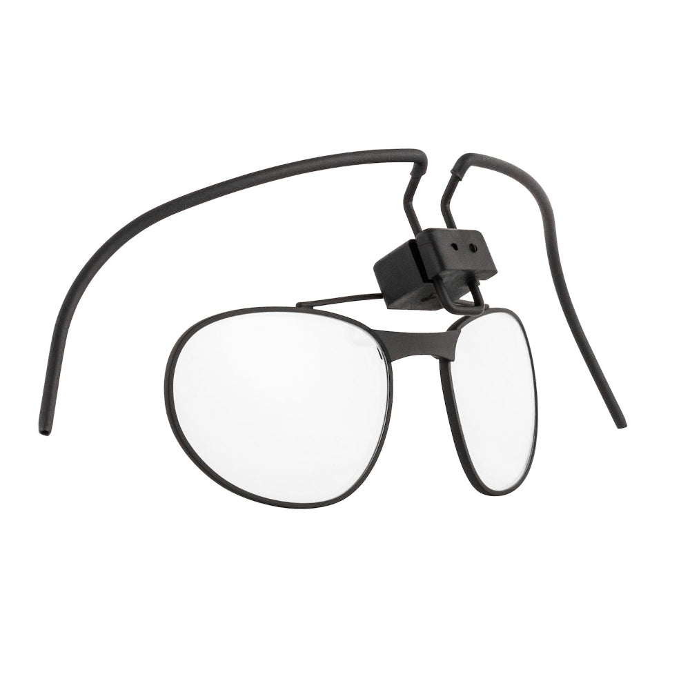 MIRA Vision Spectacle Kit clear lens installed on CM-6M gas mask angle view