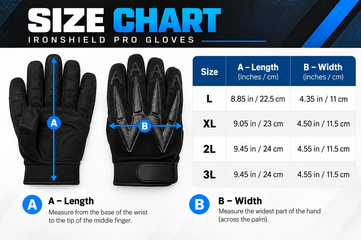 Dog Armour PRO FlexGuard Evo gloves size guide