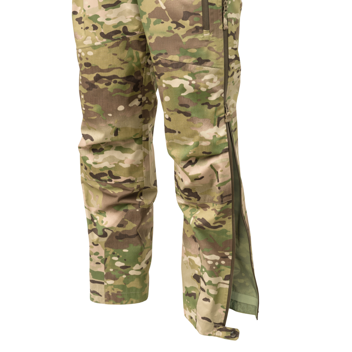 Direct Action Vanguard Over-Shell Trousers MultiCam – full-length side zipper opened