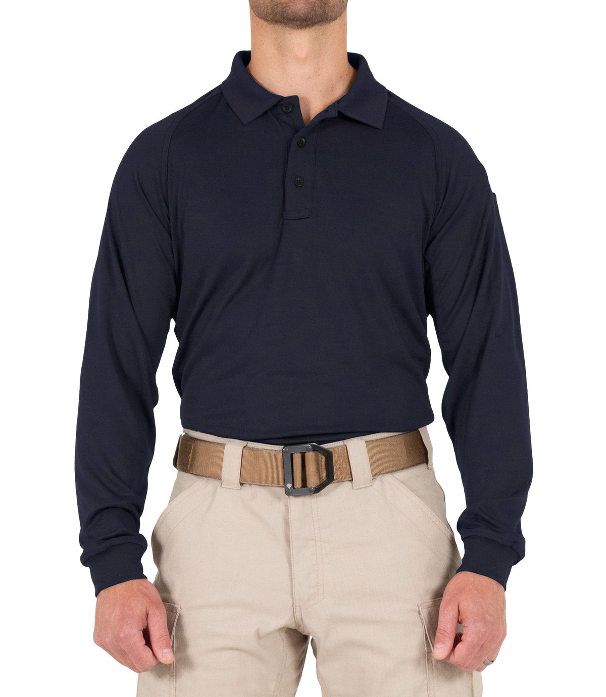 First Tactical Men's Performance Long Sleeve Polo in Midnight Navy