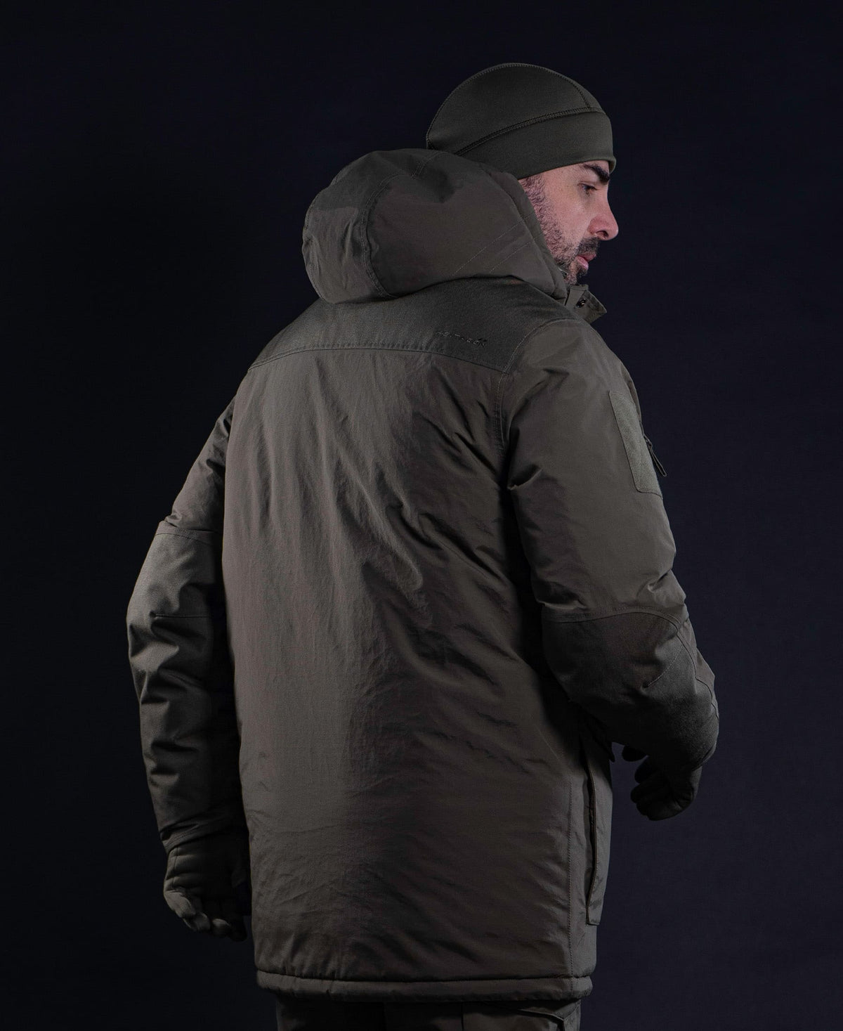 Pentagon HCP V2.0 parka in RAL 7013 worn, rear view