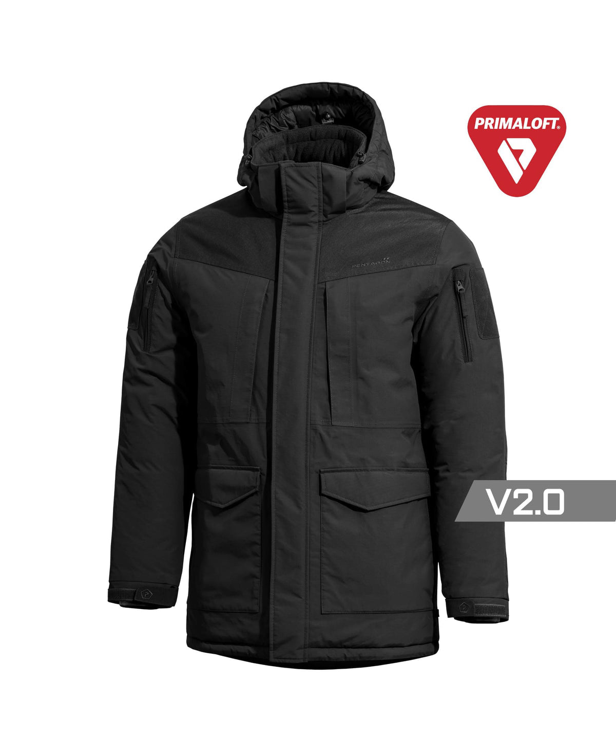 Pentagon HCP V2.0 PrimaLoft parka in Black, front view