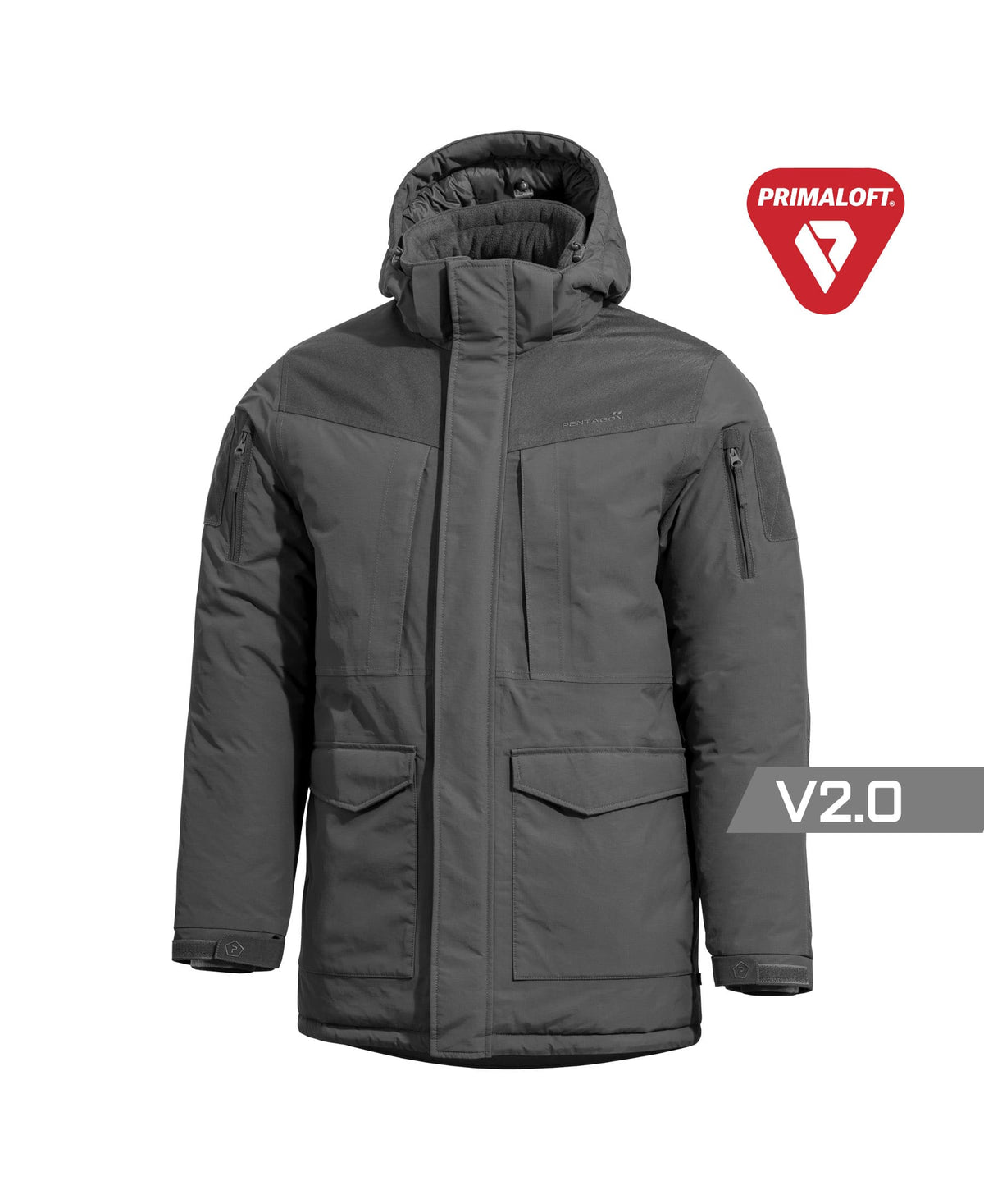 Pentagon HCP V2.0 PrimaLoft parka in Cinder Grey, front view