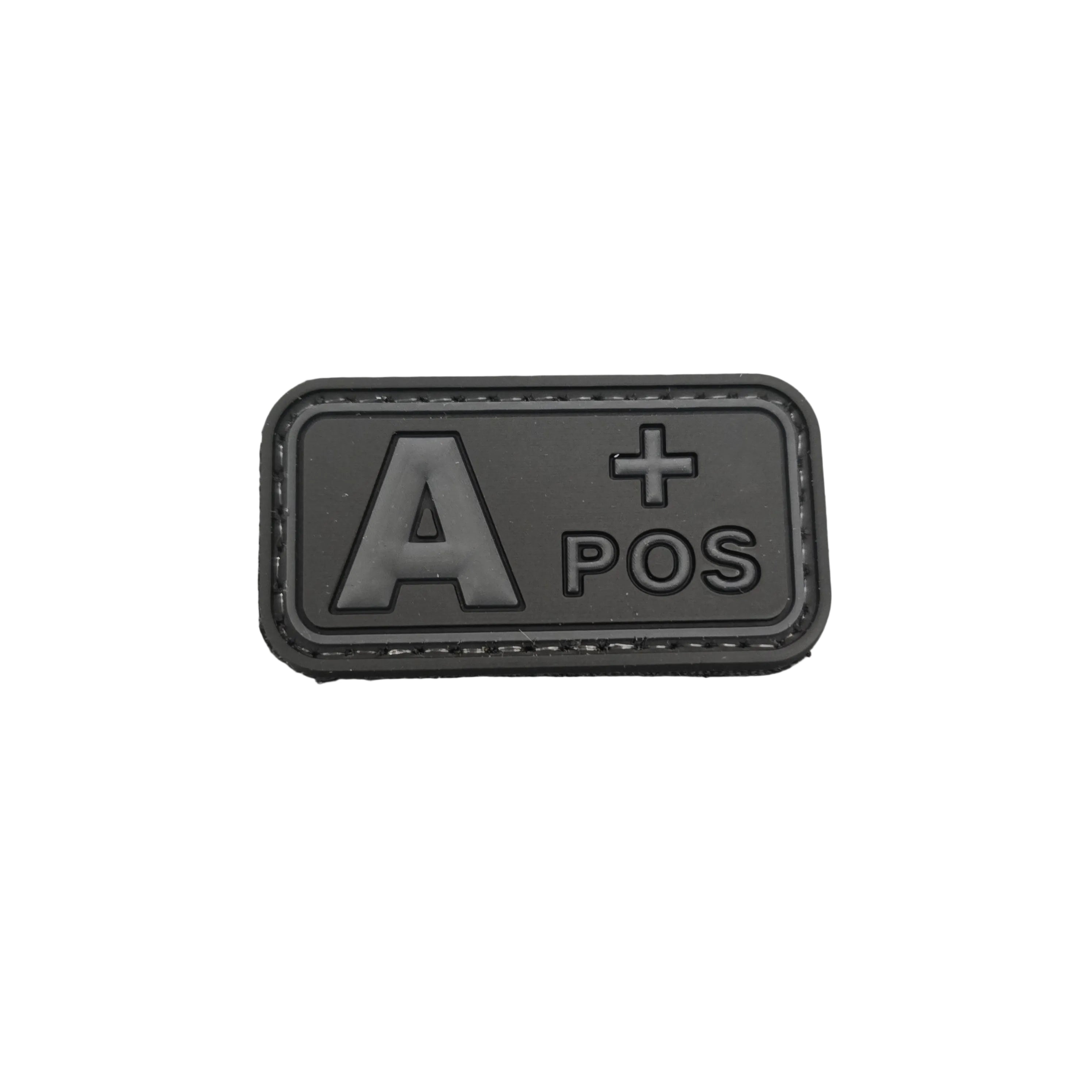 PVC Rubber Blood Type Patch – Black/Grey – 2" x 1" FairD Canada