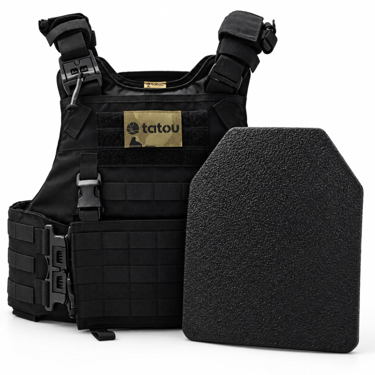 Tatou Armor QRS Plate Carrier in black front view